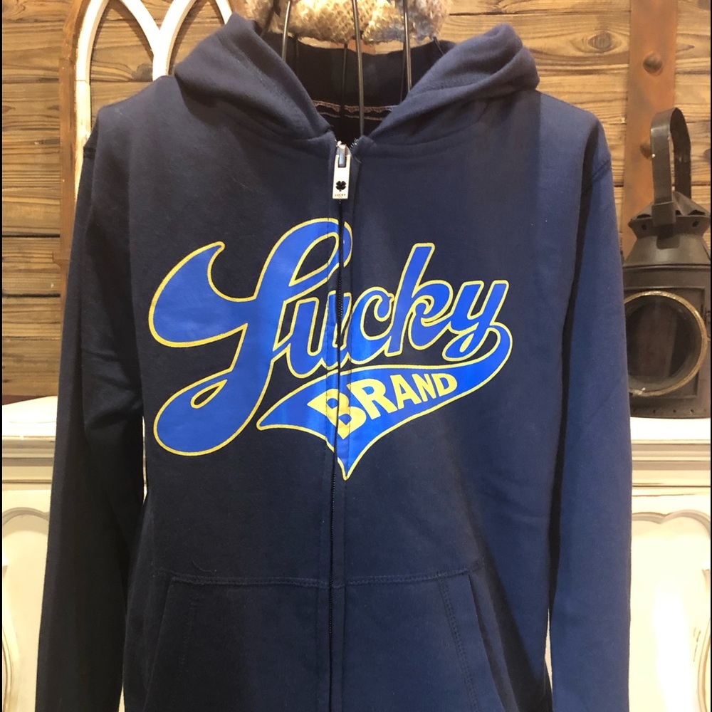 Lucky Brand Boys Full Script Hoodie Size Med NWOT